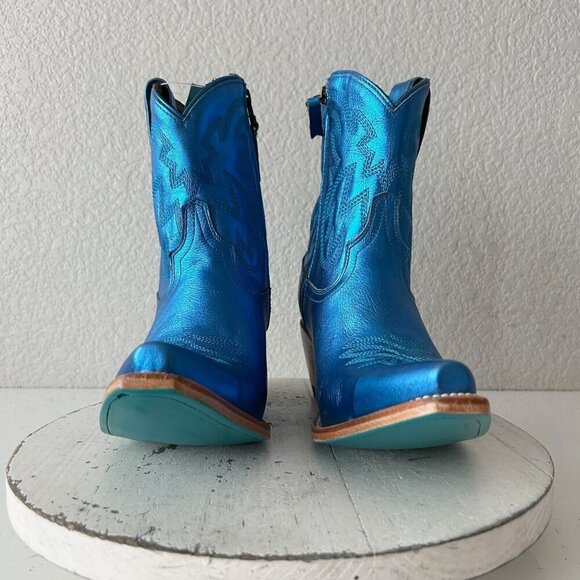 NEW Lane SMOKESHOW Womens Cowboy Bootie 8 Blue Western Cowgirl Short Ankle Boots - Picture 5 of 10